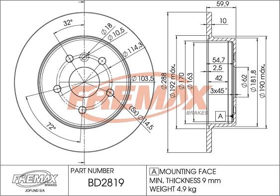 FREMAX BD-2819 - Bremžu diski autodraugiem.lv