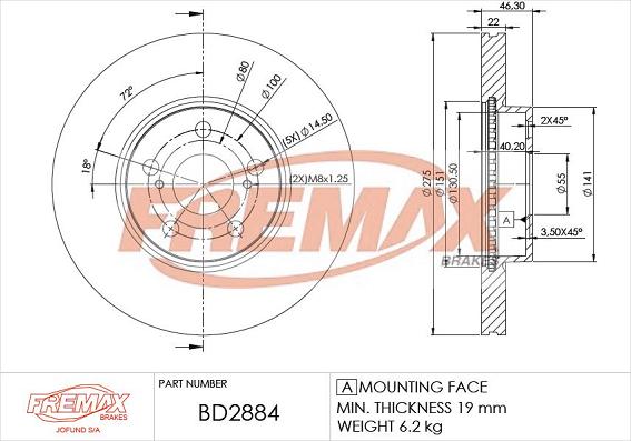 FREMAX BD-2884 - Bremžu diski autodraugiem.lv