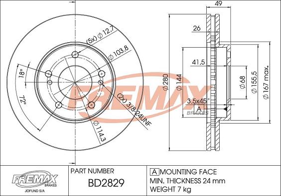 FREMAX BD-2829 - Bremžu diski autodraugiem.lv