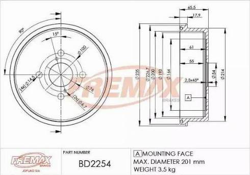 FREMAX BD-2254 - Bremžu trumulis autodraugiem.lv