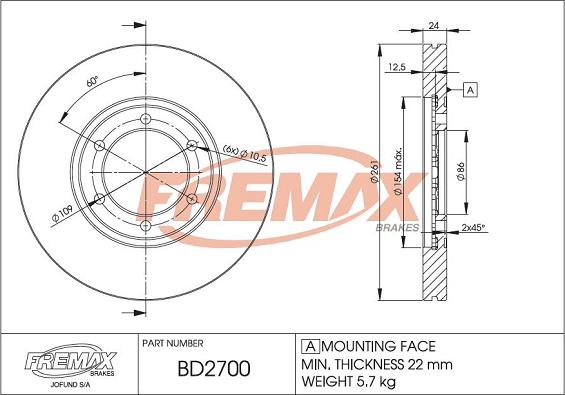 FREMAX BD-2700 - Bremžu diski autodraugiem.lv