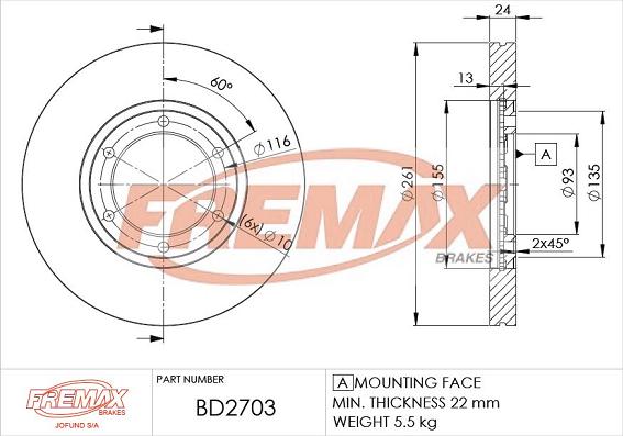 FREMAX BD-2703 - Bremžu diski autodraugiem.lv