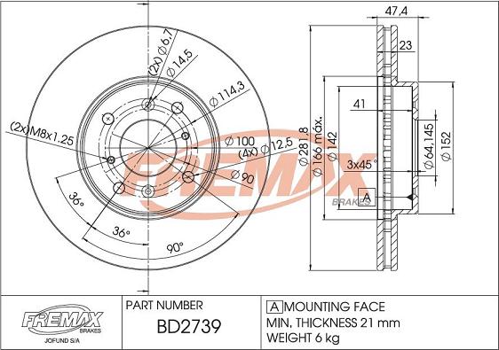 FREMAX BD-2739 - Bremžu diski autodraugiem.lv