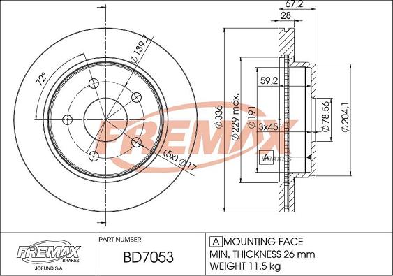 FREMAX BD-7053 - Bremžu diski autodraugiem.lv