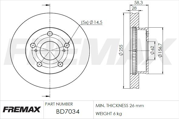 FREMAX BD-7034 - Bremžu diski autodraugiem.lv