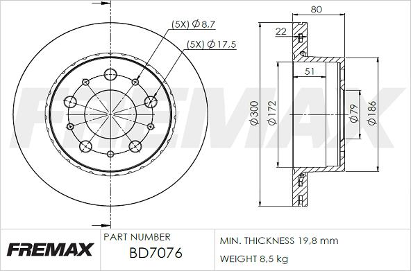 FREMAX BD-7076 - Bremžu diski autodraugiem.lv