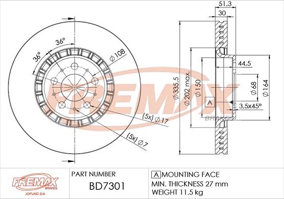 FREMAX BD-7301 - Bremžu diski autodraugiem.lv