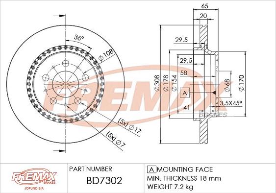 FREMAX BD-7302 - Bremžu diski autodraugiem.lv