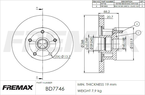 FREMAX BD-7746 - Bremžu diski autodraugiem.lv