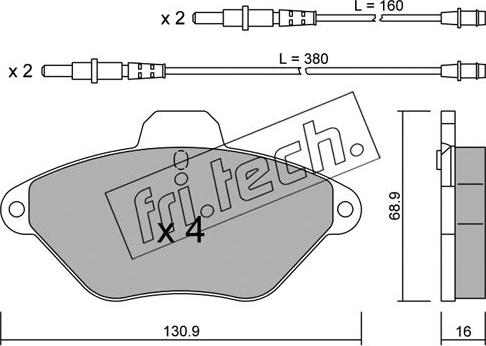 Fri.Tech. 160.0 - Bremžu uzliku kompl., Disku bremzes autodraugiem.lv