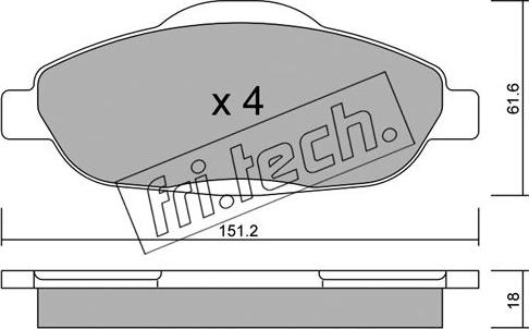 Fri.Tech. 820.0 - Bremžu uzliku kompl., Disku bremzes autodraugiem.lv