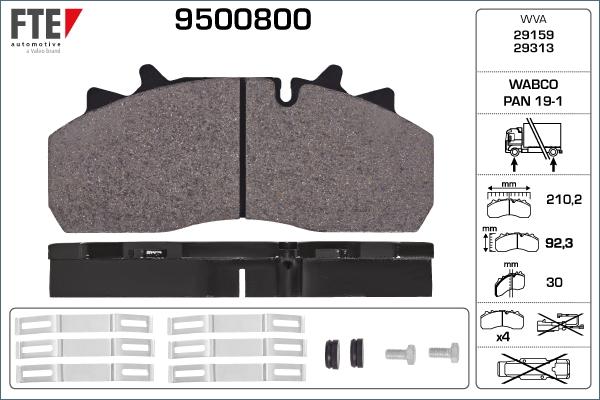 FTE 9500800 - Bremžu uzliku kompl., Disku bremzes autodraugiem.lv