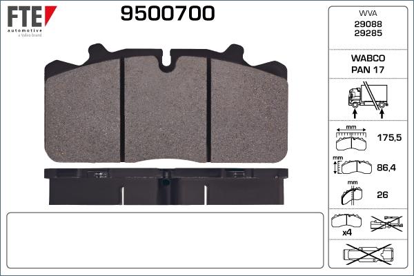FTE 9500700 - Bremžu uzliku kompl., Disku bremzes autodraugiem.lv