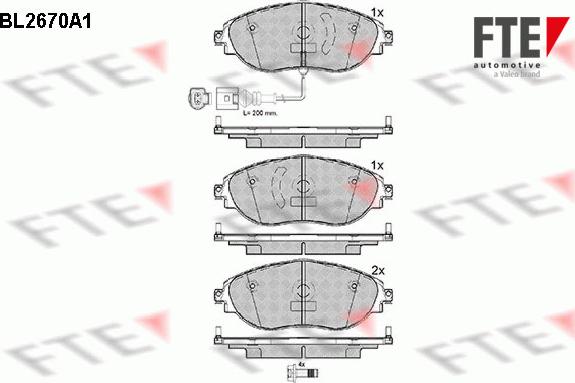 FTE BL2670A1 - Bremžu uzliku kompl., Disku bremzes autodraugiem.lv