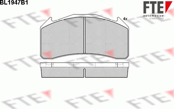FTE BL1947B1 - Bremžu uzliku kompl., Disku bremzes autodraugiem.lv