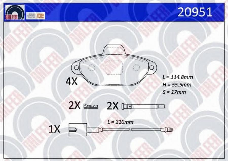 Galfer 20951 - Bremžu uzliku kompl., Disku bremzes autodraugiem.lv