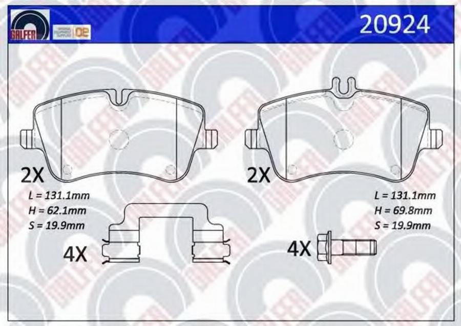 Galfer 20924 - Bremžu uzliku kompl., Disku bremzes autodraugiem.lv