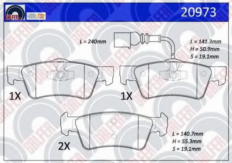 Galfer 20973 - Bremžu uzliku kompl., Disku bremzes autodraugiem.lv