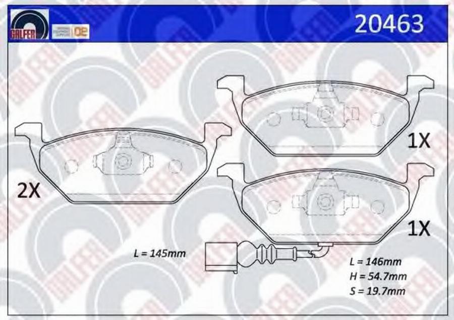 Galfer 20463 - Bremžu uzliku kompl., Disku bremzes autodraugiem.lv