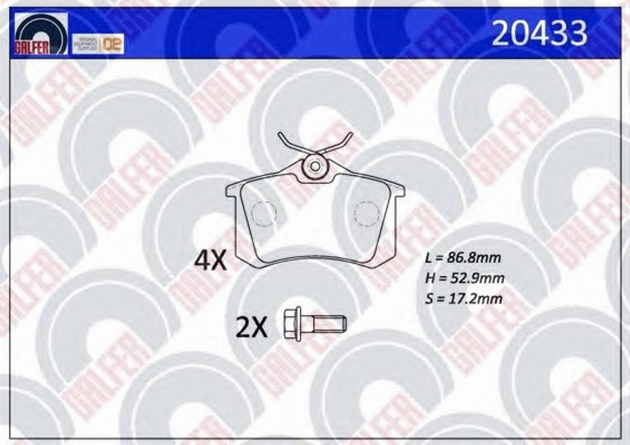 Galfer 20433 - Bremžu uzliku kompl., Disku bremzes autodraugiem.lv