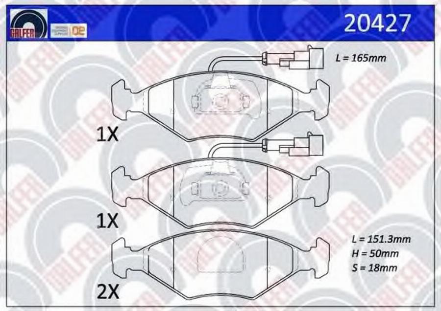 Galfer 20427 - Bremžu uzliku kompl., Disku bremzes autodraugiem.lv