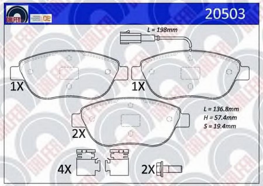 Galfer 20503 - Bremžu uzliku kompl., Disku bremzes autodraugiem.lv