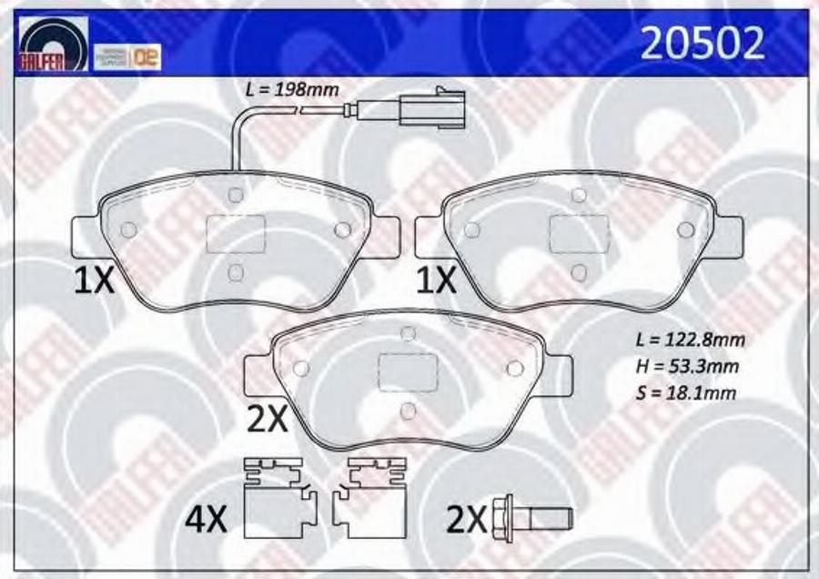 Galfer 20502 - Bremžu uzliku kompl., Disku bremzes autodraugiem.lv