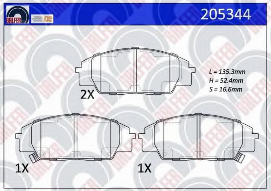 Galfer 205344 - Bremžu uzliku kompl., Disku bremzes autodraugiem.lv