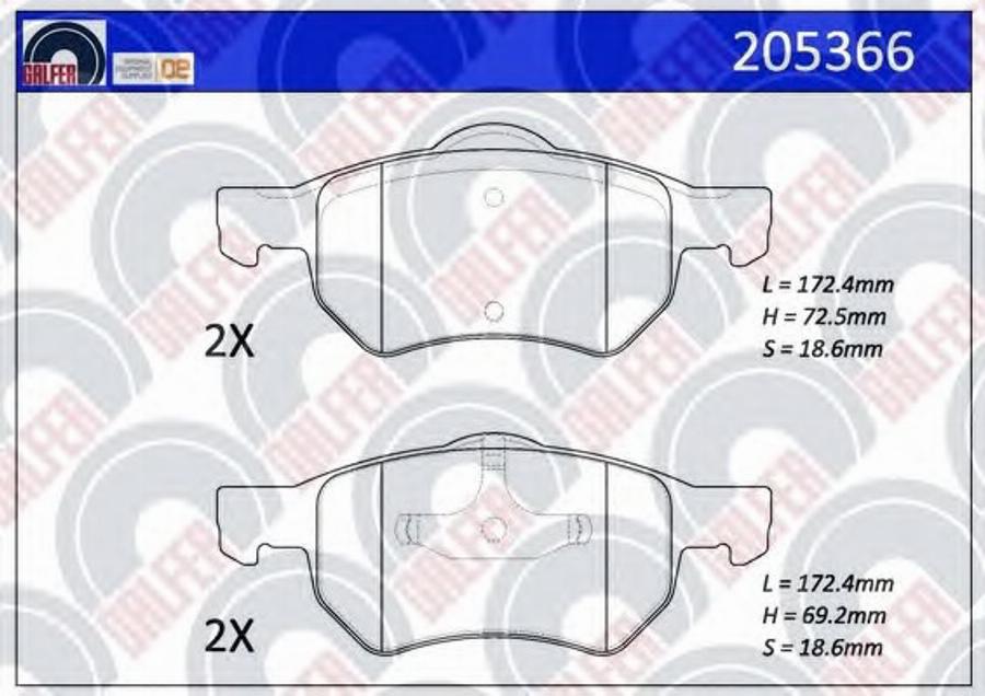 Galfer 205366 - Bremžu uzliku kompl., Disku bremzes autodraugiem.lv