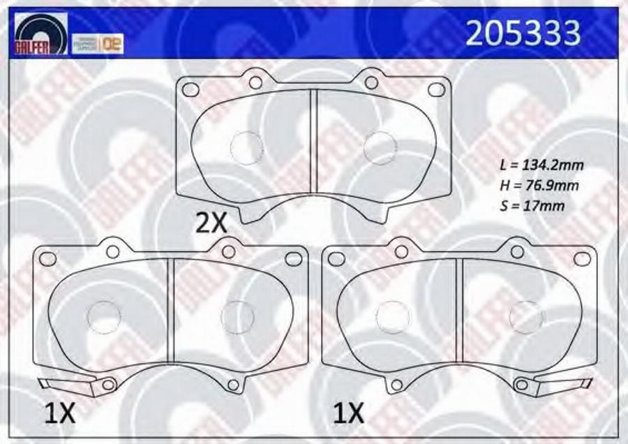 Galfer 205333 - Bremžu uzliku kompl., Disku bremzes autodraugiem.lv