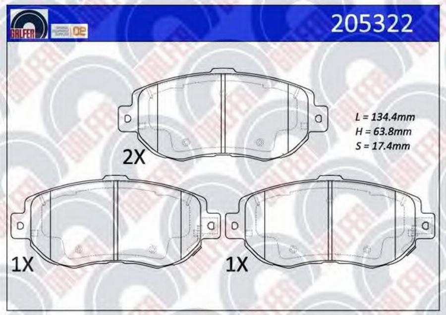 Galfer 205322 - Bremžu uzliku kompl., Disku bremzes autodraugiem.lv