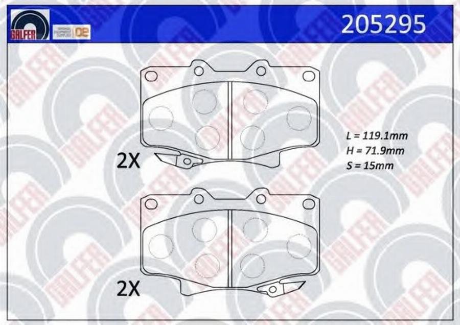 Galfer 205295 - Bremžu uzliku kompl., Disku bremzes autodraugiem.lv