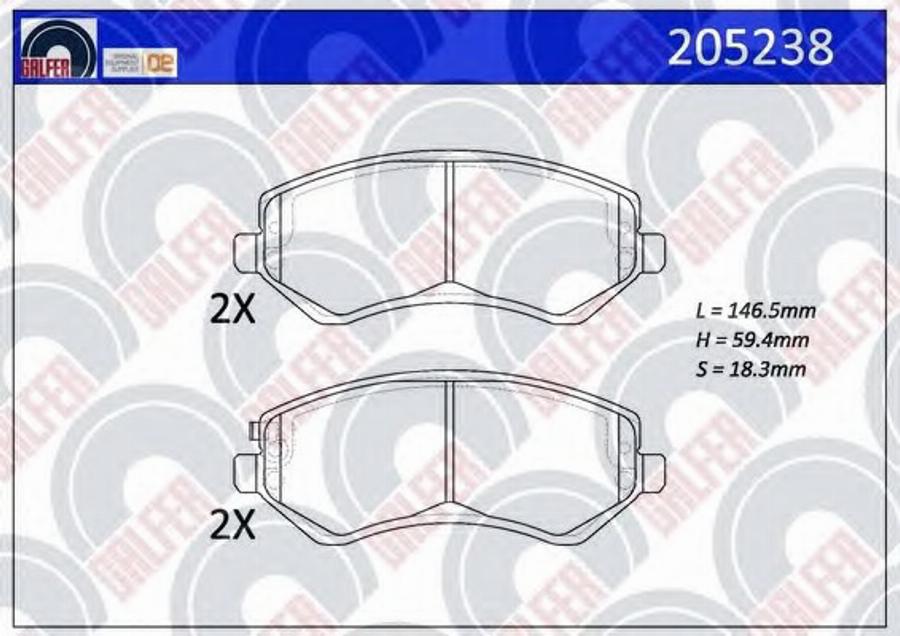 Galfer 205238 - Bremžu uzliku kompl., Disku bremzes autodraugiem.lv