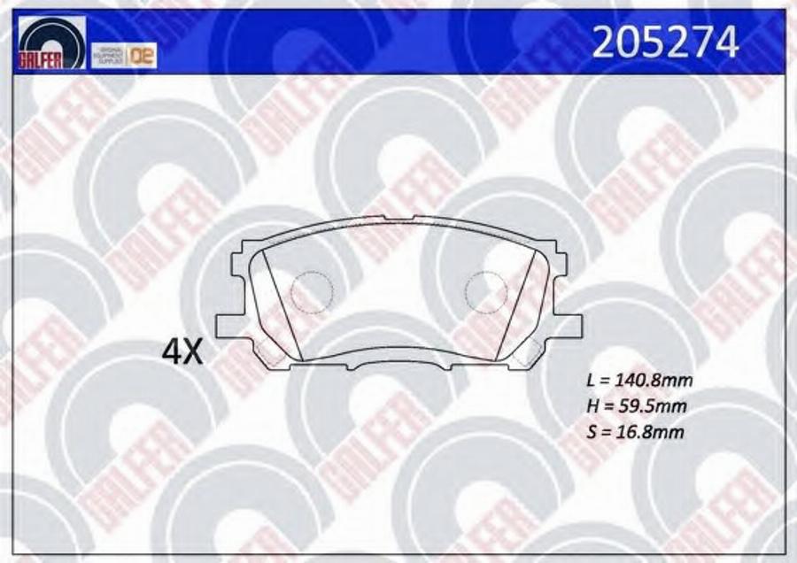 Galfer 205274 - Bremžu uzliku kompl., Disku bremzes autodraugiem.lv