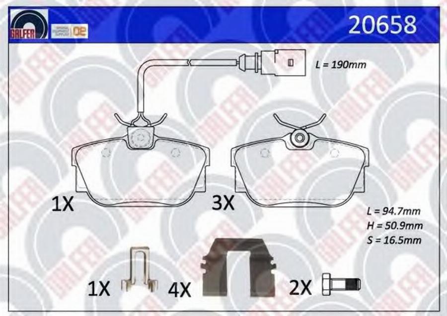 Galfer 20658 - Bremžu uzliku kompl., Disku bremzes autodraugiem.lv