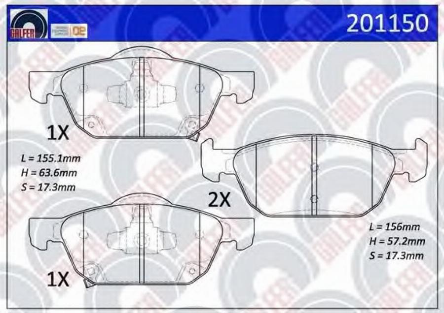 Galfer 201150 - Bremžu uzliku kompl., Disku bremzes autodraugiem.lv