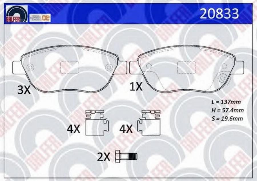 Galfer 20833 - Bremžu uzliku kompl., Disku bremzes autodraugiem.lv