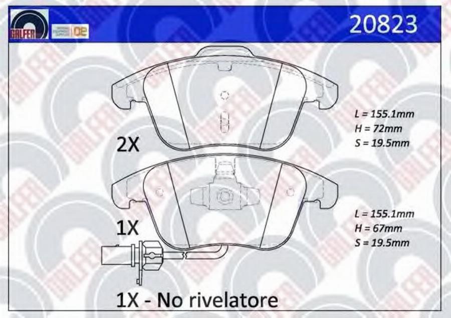 Galfer 20823 - Bremžu uzliku kompl., Disku bremzes autodraugiem.lv