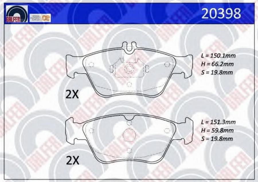 Galfer 20398 - Bremžu uzliku kompl., Disku bremzes autodraugiem.lv