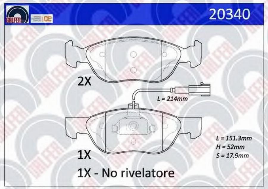 Galfer 20340 - Bremžu uzliku kompl., Disku bremzes autodraugiem.lv