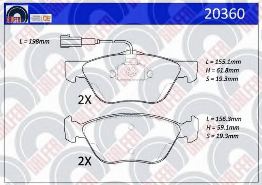 Galfer 20360 - Bremžu uzliku kompl., Disku bremzes autodraugiem.lv