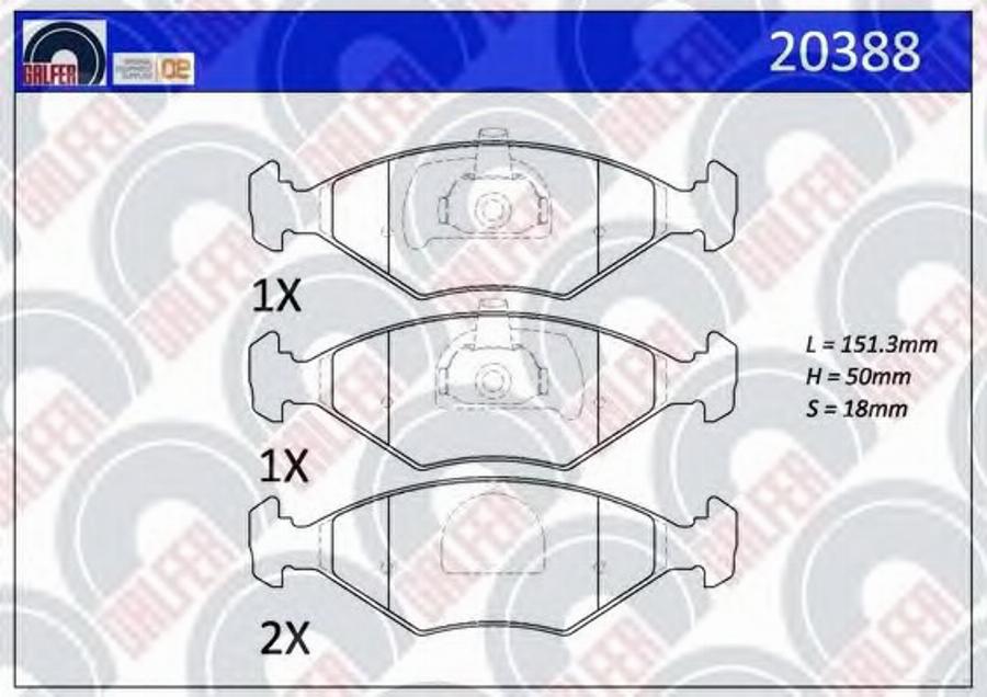 Galfer 20388 - Bremžu uzliku kompl., Disku bremzes autodraugiem.lv