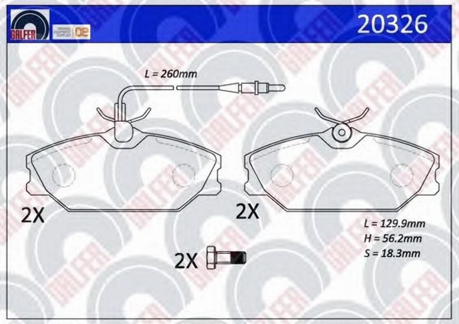 Galfer 20326 - Bremžu uzliku kompl., Disku bremzes autodraugiem.lv