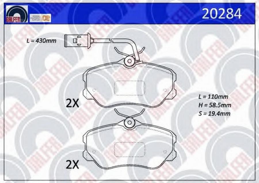 Galfer 20284 - Bremžu uzliku kompl., Disku bremzes autodraugiem.lv