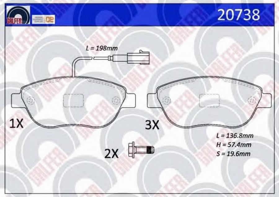 Galfer 20738 - Bremžu uzliku kompl., Disku bremzes autodraugiem.lv