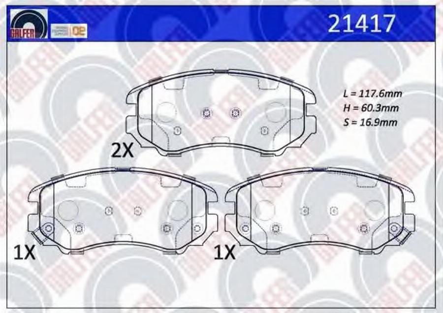 Galfer 21417 - Bremžu uzliku kompl., Disku bremzes autodraugiem.lv