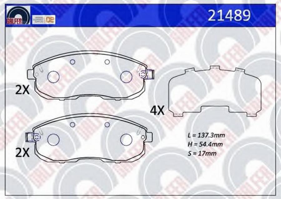 Galfer 21489 - Bremžu uzliku kompl., Disku bremzes autodraugiem.lv