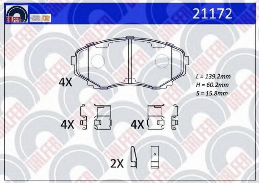 Galfer 21172 - Bremžu uzliku kompl., Disku bremzes autodraugiem.lv