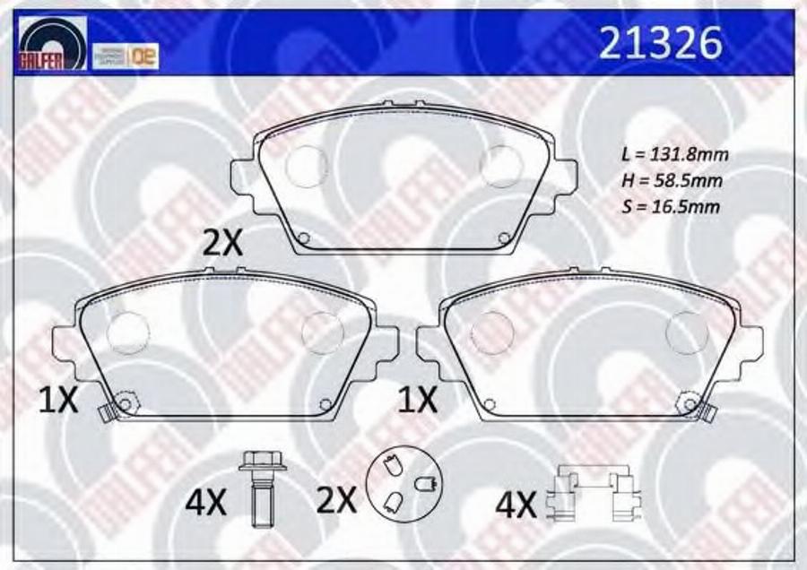 Galfer 21326 - Bremžu uzliku kompl., Disku bremzes autodraugiem.lv