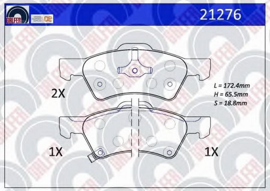 Galfer 21276 - Bremžu uzliku kompl., Disku bremzes autodraugiem.lv